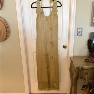 Boston Proper Elegant Gold Sleeveless Maxi Dress